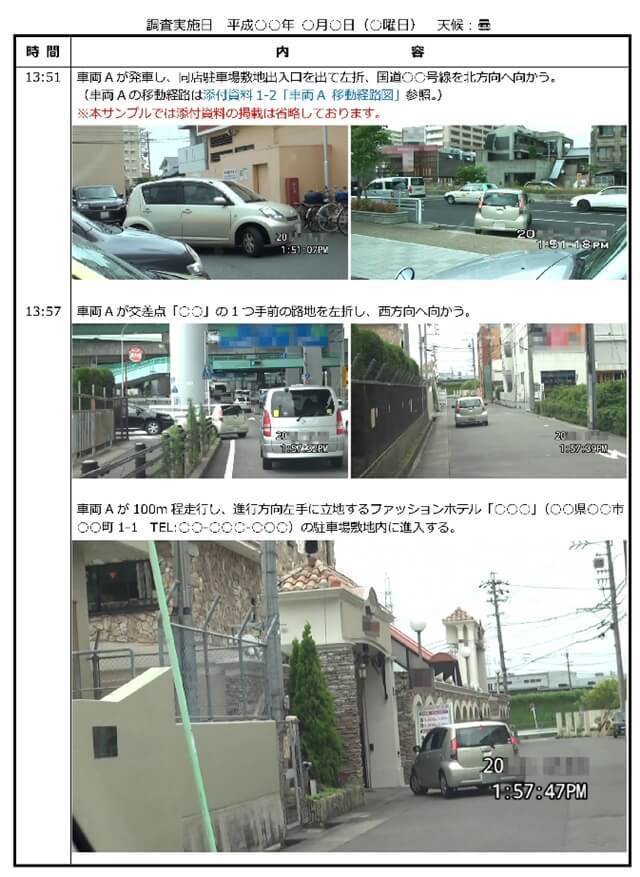 ラブホテルに入る車両、名古屋探偵事務所の浮気調査の報告書6.jpg