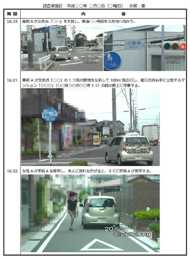 女性宅の停まる車両、名古屋探偵事務所の浮気調査の報告書11.jpg